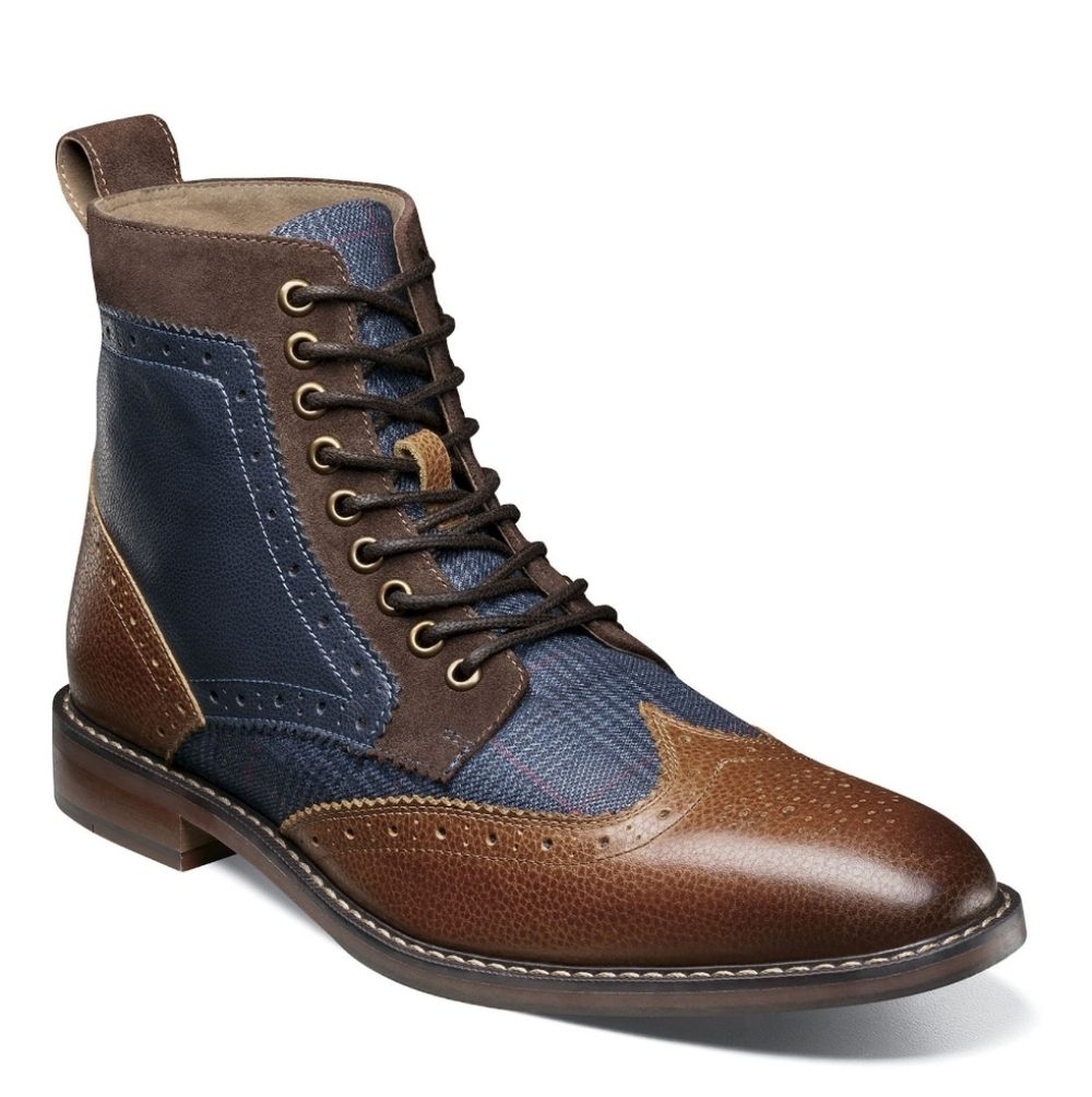Stacey Adams Men's Finnegan Wing Tip Lace up Ankle Boots